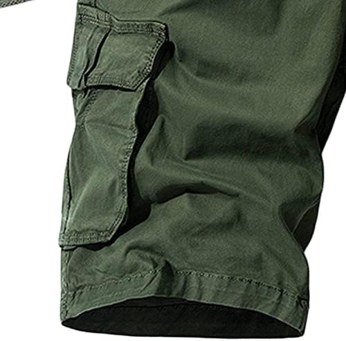 מכנסי מטען קלים מוצקים של גברים מכנסיים קצרים בקיץ רב-כיס מקצרים חוף ים רגועים מתאימים למכנסיים קצרים