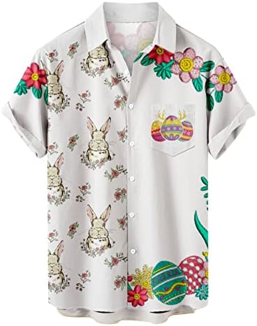 חולצות טי פסחא מצחיקות של גברים עם כיסים ארנב חמוד מודפס צמרות שרוול קצר