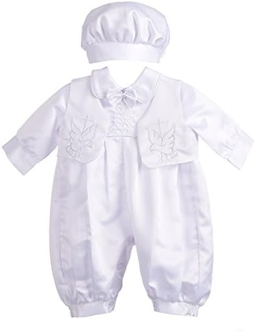 תינוק חיננית לבוש תינוקת תינוקת טבילה טבילה תלבושת סאטן רומפר בגד גוף עם כובע מצנפת גודל 0-18