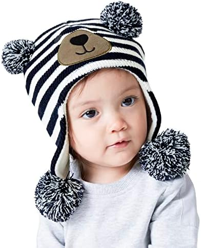 כובעי תינוקות של Zando תינוק חם ילד חורפי כובע סרוג כובעי פעוטות אוזניים לתינוקות פליס מרופדות