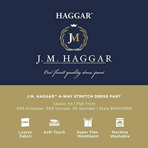 J.M. Haggar's Men's Classic Fit שמלת קדמית שטוחה מכנסיים רגילים וגדלים גדולים וגבוהים