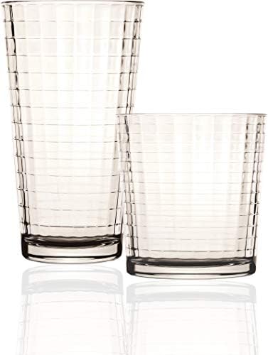 סט מעגלי מטריקס של 12-6-15.75 גרם & 6-12.5 גרם כוסות כוסות כוסות כוסות וכוסות ויסקי, כלי זכוכית למים,