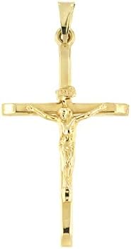לוצ 'טה - תליון צלב זהב 14 קראט צלב ישו-דת זהב איטליה, 1.18 על 0.69 אינץ', תליוני זהב 14 קראט לצמידים