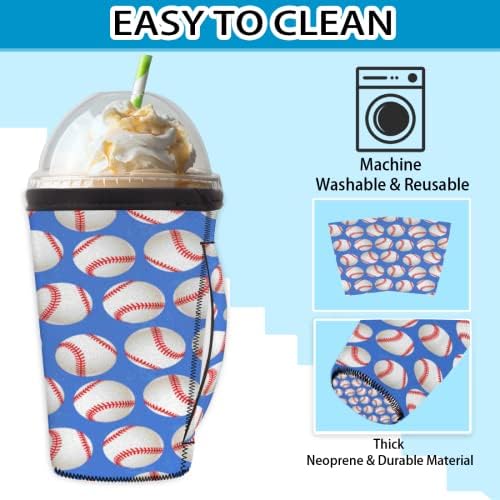 כדורי בייסבול שרוול קפה קר לשימוש חוזר, מחזיק כוסות ניאופרן מבודד עם ידית למשך 30~32 עוז
