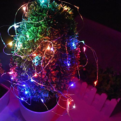 סוללת GHLIFE אורות מיתר נורות 40 נוריות נצנוץ נצנוץ אורות 13ft כסף לחג המולד לחג המולד בית