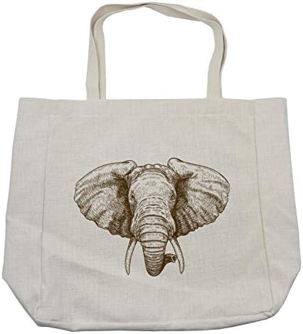 תיק קניות פילים של אמבסון, גרפיקה מונוכרומטית עתיקה של חיה דיוקן בתיק פראי, ידידותי לסביבה לשימוש