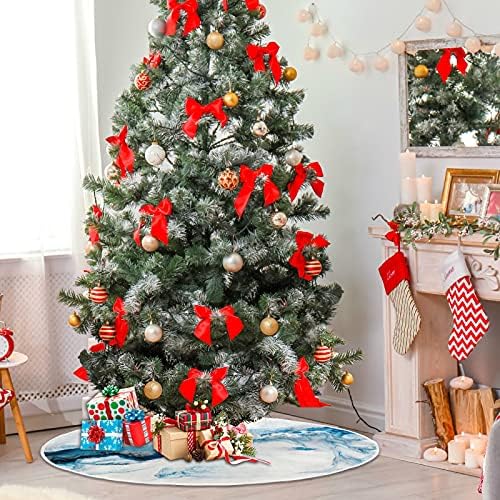 חצאית עץ חג המולד של אבן חג המולד של Oarencol כחול לבן 36 אינץ 'קישוטי מחצלת עץ חג חג המולד