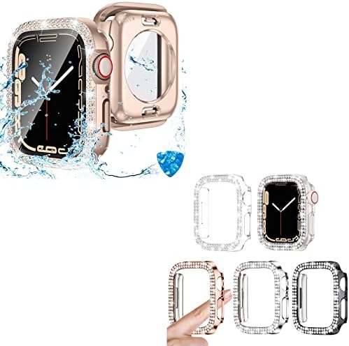 Goton 4 Pack פגוש אבני חן כפול שורה כפולות ומארז אטום למים 2-in-1 מיועד לסדרת Apple Watch 6/5/4/SE 40