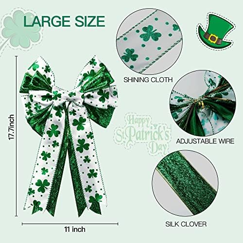 יום הזר של SggveCsy St. Patrick's זר זרוע ירוק שמרוק קשת קשתות קשת נצנצים גדול