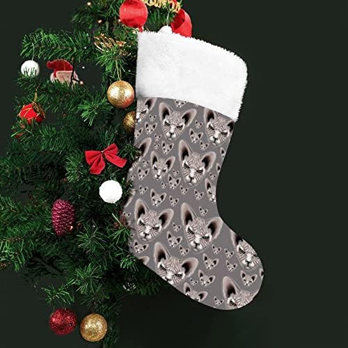 דפוס עם חתול ספינקס גרבי חג המולד עץ חג המולד אח תלויים גרביים עם קישוט שרוול קצר לפלאש למסיבת