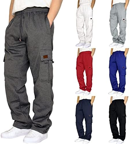 מכנסי טרנינג משקל כבד משקל כבד מכנסי מטען מרופדים מכנסי מטען מותניים אלסטיים שרציפים רצים רחבים מכנסיים