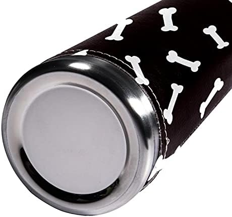 SDFSDFSD 17 גרם ואקום מבודד נירוסטה בקבוק מים ספורט קפה ספל ספל ספל עור מקורי עטוף BPA בחינם, עצם שחורה