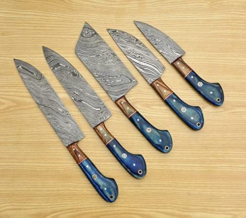 סט סכינים בסכין, סכינים מזויפים שף מזויף סכינים סכינים מטבח סכינים סכיני פלדה דמשק סכיני מתנה לפריט, סכיני שף