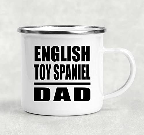 עיצוב אבא של צעצועים אנגלית Spaniel, ספל קמפינג 12 oz נירוסטה אמייל אמייל עם ידית, מתנות ליום הולדת יום