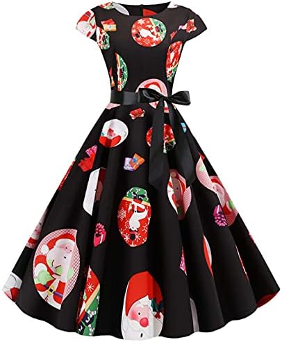 נשים של בציר תה שמלות חג המולד אודרי הפבורן סגנון כובע שרוול שמלת 1950 רטרו נדנדה קוקטייל המפלגה שמלה