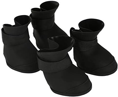 מגפיים אטומים למים לכלבים, 4 יחידים ניידים פרימיום סיליקון חמוד אנטי החלקה מגן על נעלי גשם של חיות מחמד עם רצועות