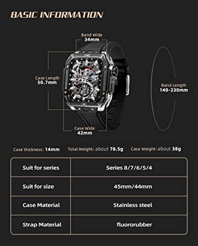 Befia Titanium Watch Band Kit as for Apple Watch 6 5 4 SE 44 ממ סגסוגת טיטניום תעופה+פס גומי משולב Watchband