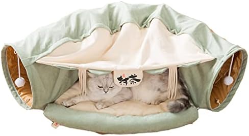 2 ב 1 חתול מנהרת מיטת צינור עם כרית קטיפה כדור צעצוע משחקים להתקמט מתקפל עבור גדול חתולי גורים קיטי