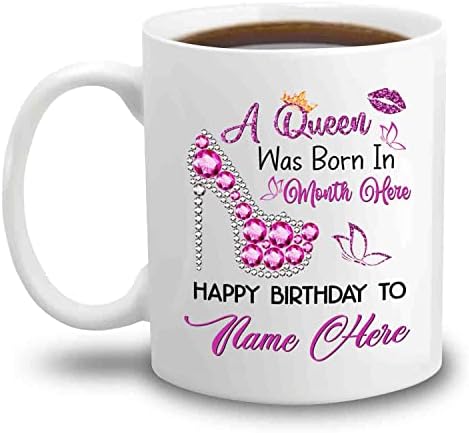 כוס ספל קפה מותאמת אישית ליום הולדת 11 15 גרם, מלכה נולדה יום הולדת שמח לך מתנות כוס קרמיקה לבנות