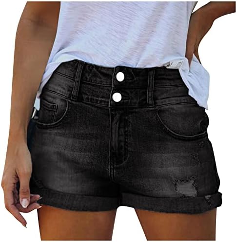 Jorasa נשים ג'ין מכנסיים קצרים מותניים גבוהים ג 'ג'ינס כפתור קצר למטה רוכסן במעלה ג'ין קרימפין מכנסיים מכנסיים