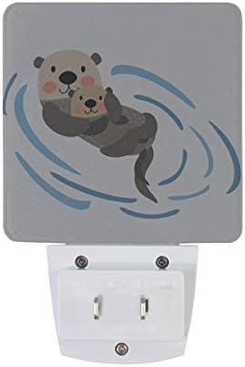 סט של 2 לוטרה אמא להחזיק ילד תינוק צף במים צלולים בעלי החיים קריקטורה אופי על לבן אוטומטי חיישן הוביל חשכה