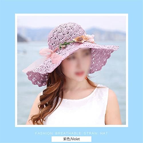 לרכוש כובע קש פרחי קיץ נשים גדול כובע חוף רחב גדול כובע שמש שמש מתקפלת בלוק הגנה מפני כובע פנמה