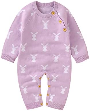 תינוקת תינוקת תלבושת פסחא ארנבת סוודר סרוג סרוג רומפר סרבל שרוול ארוך בגדי ארנב חמודים