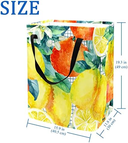 לימון פירות עם עלים ופריחת דפוס גדול אחסון סל אחסון סל בגדי כביסת צעצוע אחסון סל