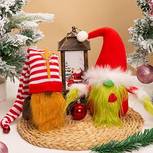 קישוטי גמדי חג המולד של BWFY קישודים עם 2 חבילות בעבודת יד שוודית טומטה קטיפה גנומס סקנדינבי סנטה שולחן