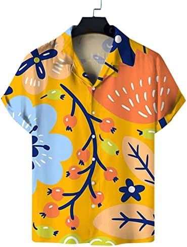 2023 דפוס מזדמן של גברים מזדמנים חוף חוף הוואי הוואי כפתור שרוול קצר למטה שמלת וינטג 'צווארון קובני קיץ