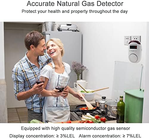 גלאי גז טבעי, אזעקת גז טבעי של גז טבעי עבור בית, מטבח או חניך, צג גלאי דליפת גז מתאן של פרופאן עם אזהרה