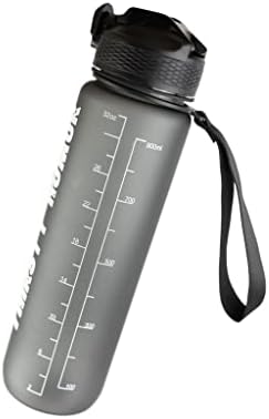 בקבוק מים הומור צמא עם קש, 32oz הומור כהה בקבוק מים ספורט מוטיבציוני עם סמן זמן - פעמים לשתייה, BPA בחינם