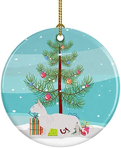אוצרות קרוליין CK4567CO1 BAMBINO 2 חתול קישוט קרמיקה לחג המולד שמח, קישוטים לעץ חג המולד, קישוט
