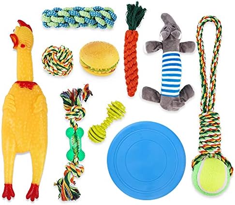 Zozufak 10 חבילה צעצועים לכלבים לחיות מחמד קטנות/בינוניות/גדולות עם בקיעת שיניים, צעצועי חבל אינטראקטיביים,