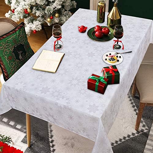 מפת מפת חג המולד, בד שולחן שלג לבן אפור, בד שולחן אפור חג המולד לחופשת חורף מטבח מטבח, כיסוי שולחן אטום