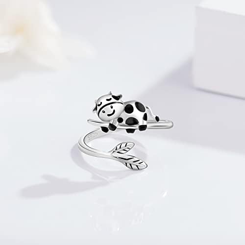 פנדה / קואלה טבעת 925 סטרלינג כסף חמוד בעלי החיים טבעת מתכוונן פתוח טבעת פנדה תכשיטי מתנה עבור נשים