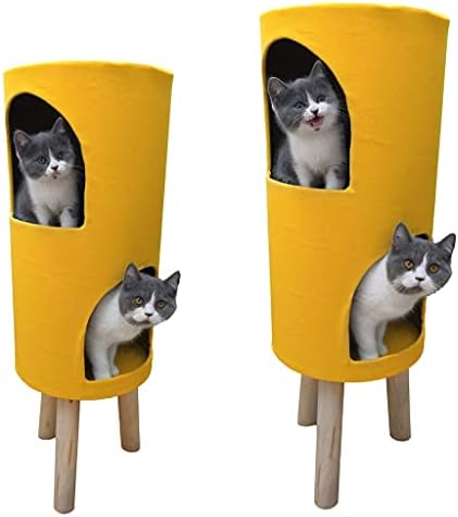 חתול עץ חתולי מיטת חדר חתולים מתלה דלי מוצק עץ לחיות מחמד כותנה קן כפול חדר חתולים חבילת הודעה