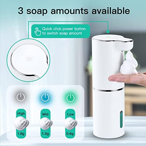 מתקן סבון Laopao, מקציף אוטומטי מתקן סבון יד נטול נגיעה מתקן סבון קצף נטען משאבת סבון משטח נטענת לילדים