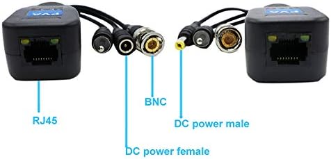 5 זוגות כוח פסיבי כוח וידאו Balun Audio BNC ל- RJ45 מחבר HD-CVI/TVI/AHD/CVBS