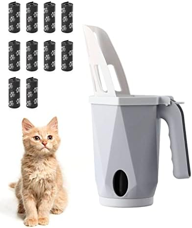 3 - ב-1 חתול המלטת סקופ עם מחזיק - קטן נייד משולב חתול המלטת סקופר עם 150 מילוי שקיות קיטי המלטת
