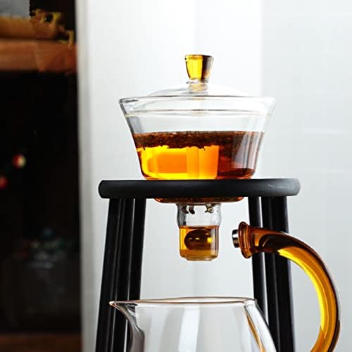 כוס מוצאו חצי-אוטומטית סט תה כוס עץ כוס עץ הגדרת מים הסחת מים קערת כיסוי סיבוב קערת תה עצלן יצרנית קומקום Kungfu