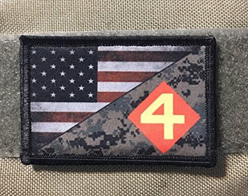 USMC חטיבה ימית רביעית ארהב דגל המורל המורל טקטי צבא טקטי. 2x3 וו לולאה שנעשו בארצות הברית
