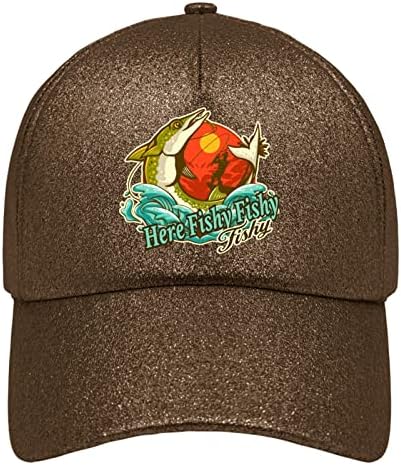 כובעי ג'וואן עבור כובע בייסבול של ילד כובעים מצחיקים לילד, כובע דייג כאן כובע בייסבול דגי דגי