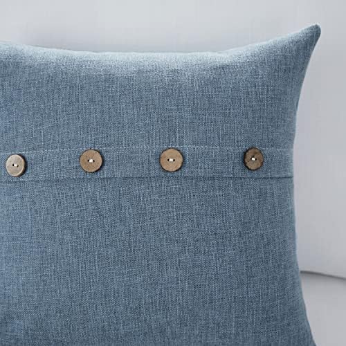 סט מכוסה של 2 כריות מרובעות בצבע כחול אפור עמוק מכסה 18X18 כיסויי כריות בית חווה עם כפתורי קוקוס לספה