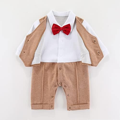 תלבושות של חליפת תינוק, יילוד תינוקות ג'נטלמן רומפר עם טוקסידו עם קשת