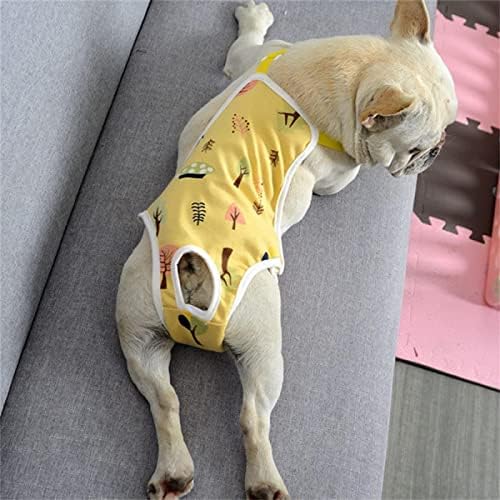 תחתונים סניטריים לכלבים עם כתפיות, מכנסיים פיזיולוגיים לחיות מחמד תחתונים נוחים מתכווננים לכלבי נקבה צהוב בינוני