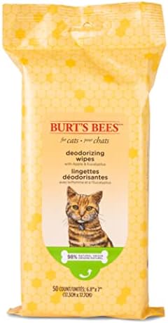 דבורי ברט מפיג ריח מגבונים לחתולים / טיפוח מגבונים לחתולים להפיג ריח ובקרת ריח / ללא אכזריות, ללא סולפט ופרבן,