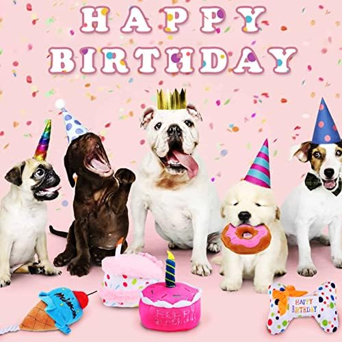 DoreEnbow 5 חבילה צעצועי יום הולדת לכלבים לכלבים קטנים עוגת יום הולדת עוגת יום הולדת צעצוע צעצועי כלב
