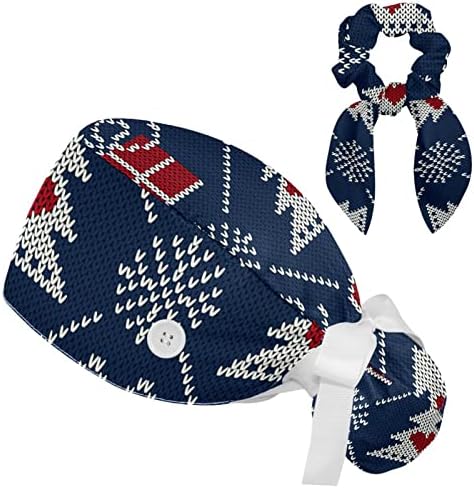 כובע עבודה עם טבעות שיער Bowknot שנקבעו לנשים, מחזיק קוקו כובעים לחג המולד, Multi Color