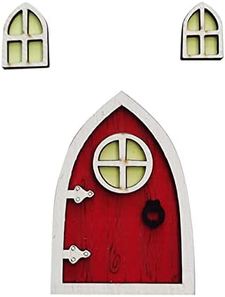 בית NSQFKALL בית מיניאטורי בית חלונות ודלת דלת מיני קישוט עץ חלון לעץ עץ חצר עיצוב הבית מיני